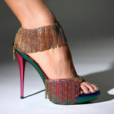 Crystal Rhinestone Long Fringe Ankle Chain Jewelry