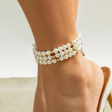Multilayer Pearl Anklet Summer Beach Anklet Girls Gift