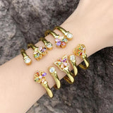 Colorful Zircon Flower Copper Bracelet Women's Jewelry