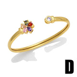 Colorful Zircon Flower Copper Bracelet Women's Jewelry