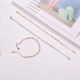 Rose Stainless Steel Double Chains Anklets Bracelets