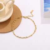 Rose Stainless Steel Double Chains Anklets Bracelets
