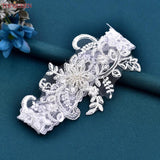 TopQueen ST66 Leg Ring Lace Flower Rhinestones Wedding Garter Belt