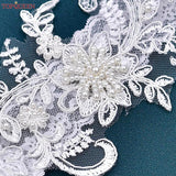 TopQueen ST66 Leg Ring Lace Flower Rhinestones Wedding Garter Belt