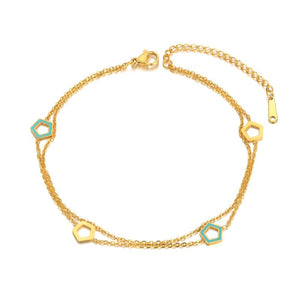 Pentagon Charm Anklet Stainless Steel Friendship Jewelry