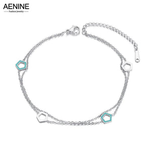 Pentagon Charm Anklet Stainless Steel Friendship Jewelry