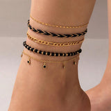 Bohemian Tassel Rice Beads Five Layer Ankle Set for Women