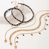 Bohemian Tassel Rice Beads Five Layer Ankle Set for Women