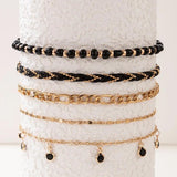 Bohemian Tassel Rice Beads Five Layer Ankle Set for Women