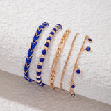 Bohemian Tassel Rice Beads Five Layer Ankle Set for Women