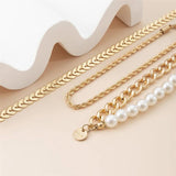 3Pcs/Set Multilayer Chain Anklet Set for Women Twist chain pearls Leg Chai