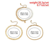 3Pcs/Set Multilayer Chain Anklet Set for Women Twist chain pearls Leg Chai