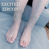 Sparkling Rhinestone Tassel Anklet - Sexy Beach Foot Jewelry