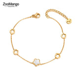 Stainless Steel Shell Flower Charm Anklet for Women Girls