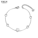 Bohemia Stainless Steel Flower Charm Anklet for Women Girls