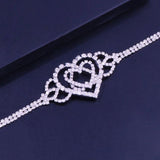 Rhinestone Double Heart Cross Anklet for Women