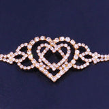 Rhinestone Double Heart Cross Anklet for Women