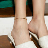 Stainless Steel Anklet for Women Classic Foot Jewelry Tarnish 18k Plated
