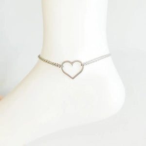 Barefoot Heart Anklets for Women - Stainless Steel