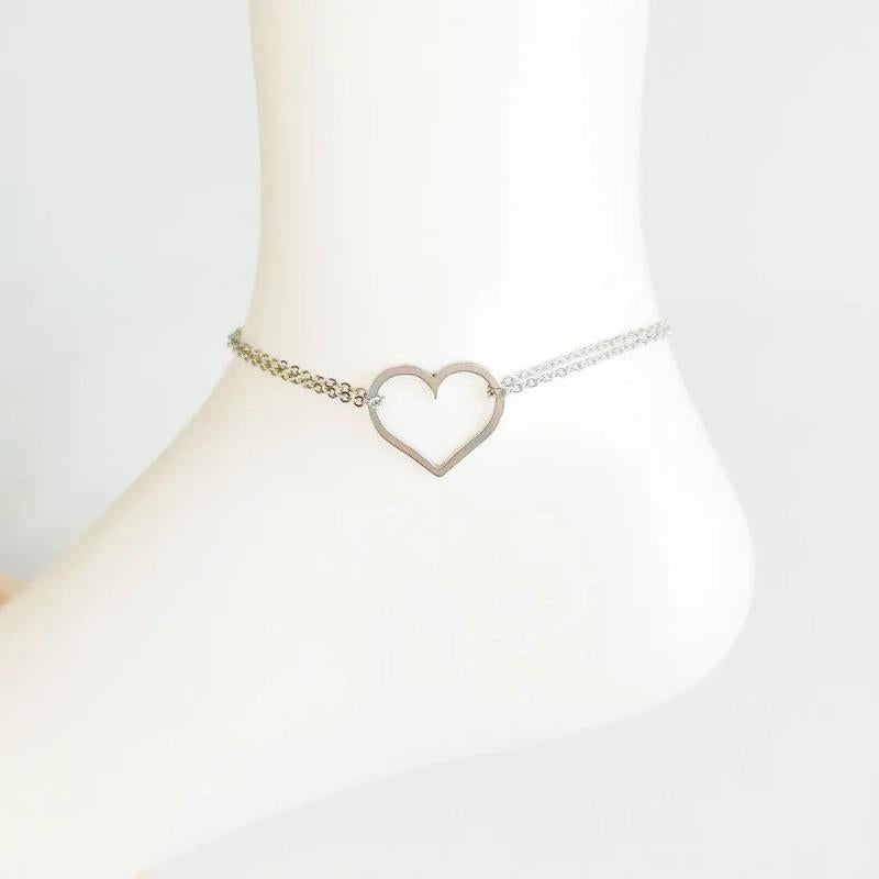 Barefoot Heart Anklets for Women - Stainless Steel