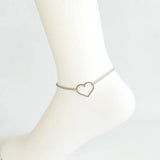 Barefoot Heart Anklets for Women - Stainless Steel