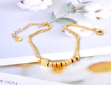Geometric Square Charm Anklet Double Layer Chain Foot Jewelry
