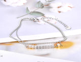 Geometric Square Charm Anklet Double Layer Chain Foot Jewelry