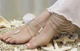 Multilayer Silver Chain Toe Anklet for Women Beach Barefoot Sandals