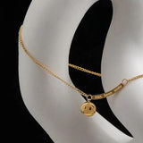 Smile Face Lucky Chain Anklet Stainless Steel Plated Non-fading