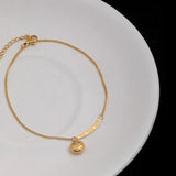 Smile Face Lucky Chain Anklet Stainless Steel Plated Non-fading