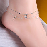 T13 Style Heart Crucifix Silver Charm Anklet