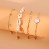 Bohemian Shell Coin Tassel Anklet Set