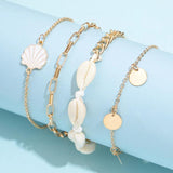 Bohemian Shell Coin Tassel Anklet Set