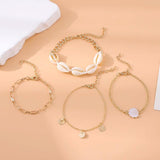 Bohemian Shell Coin Tassel Anklet Set