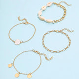 Bohemian Shell Coin Tassel Anklet Set