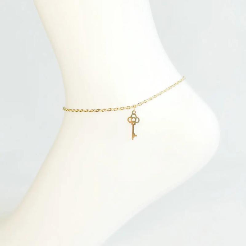 Stainless Steel Silver Key Anklet Bracelet For Women
