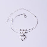 Silver-Plated Peach Heart Couch Anklet Female Double Layer Leg Chain
