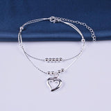 Silver-Plated Peach Heart Couch Anklet Female Double Layer Leg Chain