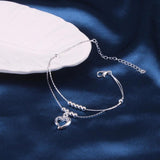 Silver-Plated Peach Heart Couch Anklet Female Double Layer Leg Chain