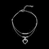 Silver-Plated Peach Heart Couch Anklet Female Double Layer Leg Chain