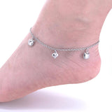 Heart Kitty Charm Stainless Steel Anklet 9-11 Inches