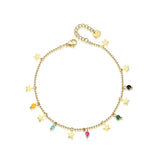 Crystal Star Charms Stainless Steel Anklet, Foot Jewelry Tarnish Plated