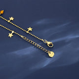 Crystal Star Charms Stainless Steel Anklet, Foot Jewelry Tarnish Plated