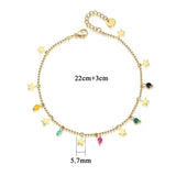 Crystal Star Charms Stainless Steel Anklet, Foot Jewelry Tarnish Plated