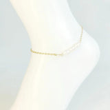 Dainty 18K Plated Pearl Anklet for Women