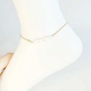 Dainty 18K Plated Pearl Anklet for Women