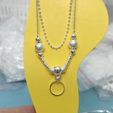 Fish Silver 925 Beads Anklets Double Chain Beads For Women 20+5CM Long