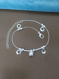 T3 Silver Beads Anklets Double Chain Charms Lock Crucifix Virous Types 20+5CM