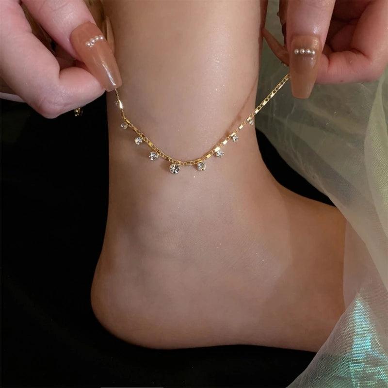 Zircon Bead Boho Anklet Bracelet for Women Girls