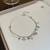 Two Layer Anklet Ankle Bracelet with Heart Charm T8DE